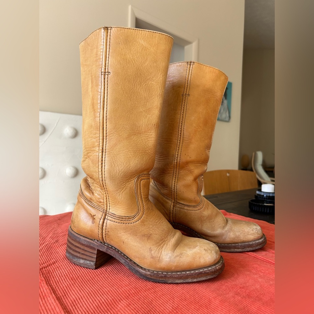 Vintage Frye Campus 14L Banana Yellow Leather Boots